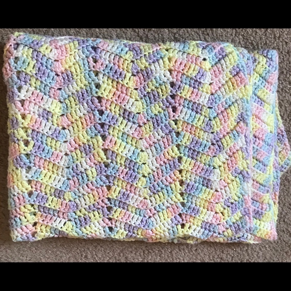 Rare Vintage 1970’s Handmade Baby Girl Blanket